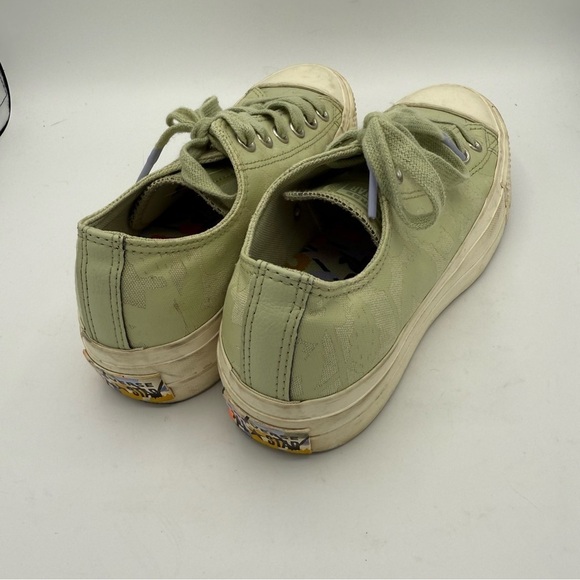 Converse Allstar Womens Lift OX Canvas Platform Green Flower Size 7.5 Lace Up - Picture 2 of 6